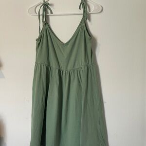 SOSO Sage Green Tie Strap Babydoll Mini Dress US 4‎ Summer Casual Minimalist